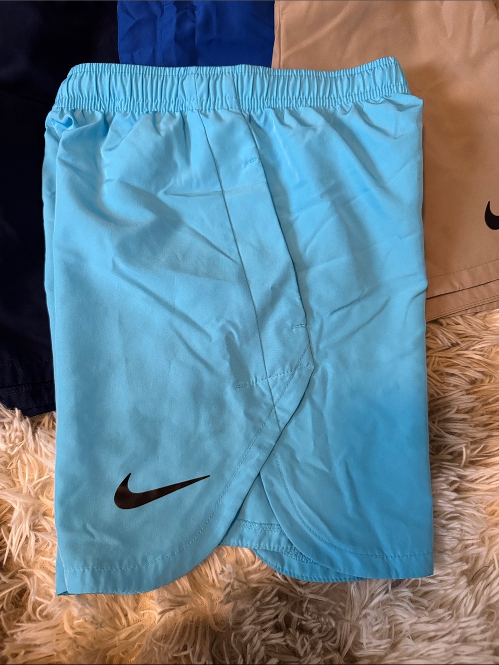 Nike Kids Dri-Fit 7 Small Athletic Shorts Pack — Navy, Royal Blue, Khaki, Aqua - Picture 4 of 11